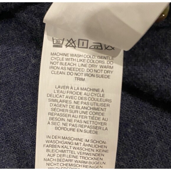 J Crew Flannel Shirt Mens Large Wool Blend Leather Elbow Patch Button Down Blue - Picture 8 of 11